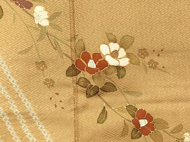平和屋着物□訪問着 駒刺繍 草花文 椿 金彩 正絹 逸品 CAAQ5427kb