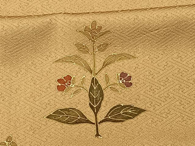 和】15855o 付下げ 金彩 花植物文様 着物