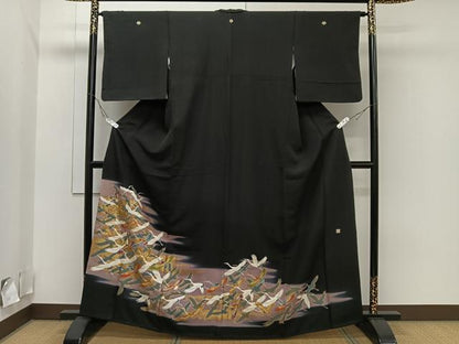 平和屋着物■豪華黒留袖　作家物　飛鶴文　暈し染め　金銀彩　正絹　逸品　CAAQ5721ua