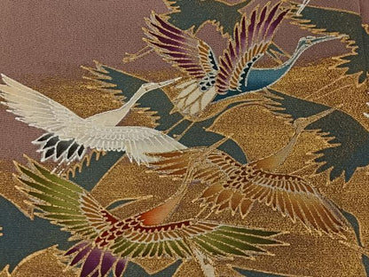 平和屋着物■豪華黒留袖　作家物　飛鶴文　暈し染め　金銀彩　正絹　逸品　CAAQ5721ua