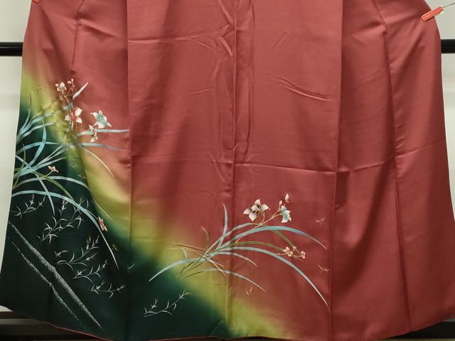 平和屋着物□訪問着 枝花文 暈し染め 金銀彩 正絹 逸品