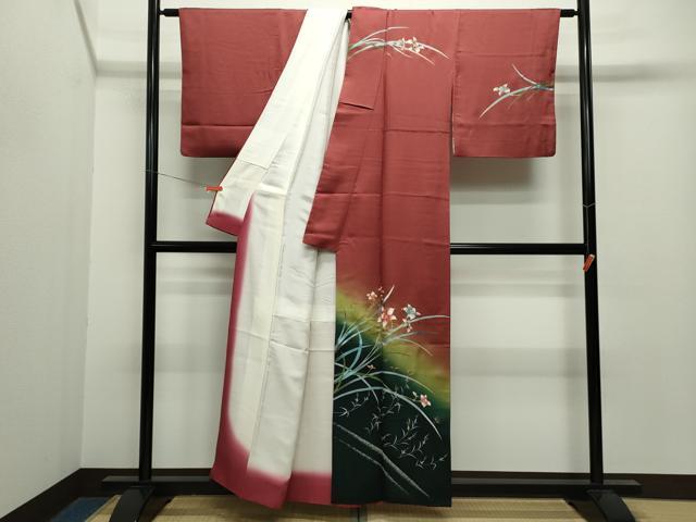 平和屋着物□訪問着 枝花文 暈し染め 金銀彩 正絹 逸品