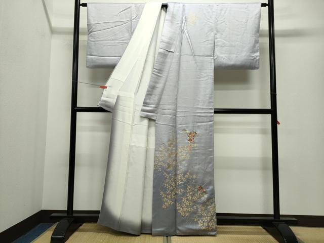 平和屋着物□訪問着 刺繍 草花文 暈し染め 金銀彩 正絹 逸品