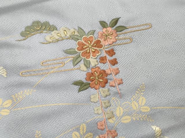 モダン＊粋！刺繍・花唐草箔散らし暈し染・金彩【正絹】逸品【未