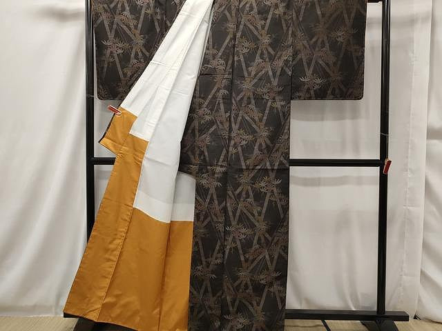 本場大島紬 一元式 正絹 茶泥染め 竹に笹絣 着物 MT-085 本場大島紬 一元式 正絹 茶泥染め 竹に笹絣 着物 MT-085 - メルカリ