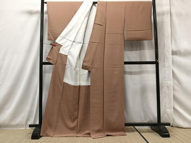平和屋着物●上質な色無地 遠州茶色 正絹 逸品 CAAQ7078xi