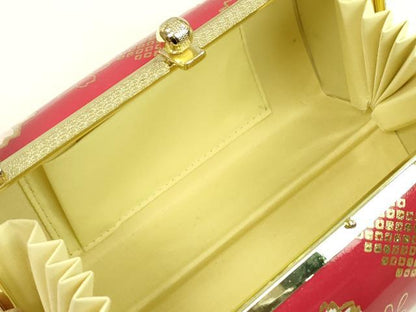 平和屋着物●和装小物　和装バッグ　ハンドバッグ　桜鹿の子斜線文　エナメル　金彩　振袖　逸品　未使用　CAAQ8077ju