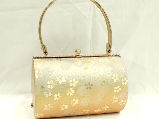 平和屋着物●和装小物 和装バッグ ハンドバッグ 舞桜文 金彩 逸品 CAAQ8080ju