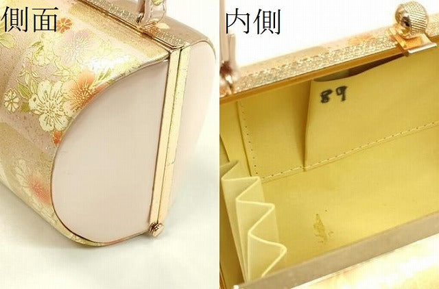 平和屋着物●和装小物　和装バッグ　ハンドバッグ　草花文　金彩　逸品　CAAQ8081ju