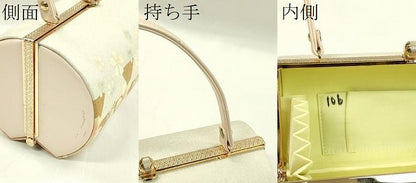 平和屋着物●和装小物 和装バッグ ハンドバッグ 鱗桜文 金彩 本皮 逸品 CAAQ8082ju