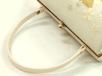 平和屋着物●和装小物 和装バッグ ハンドバッグ 鱗桜文 金彩 本皮 逸品 CAAQ8082ju