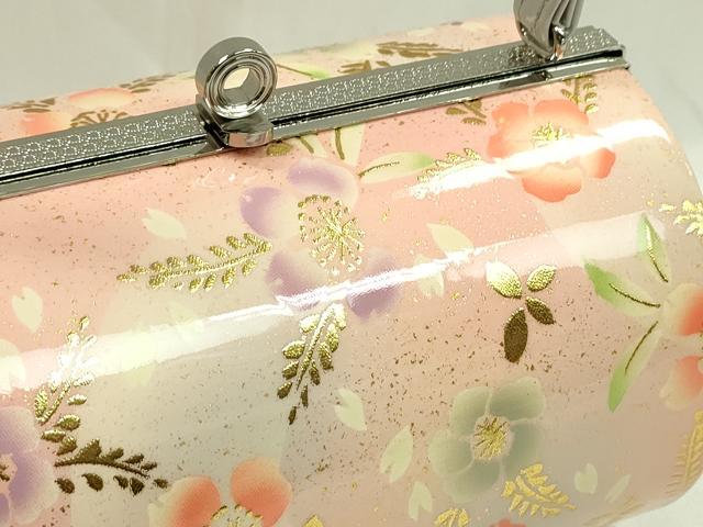 平和屋着物●和装小物 和装バッグ ハンドバッグ 草花文 金彩 エナメル 振袖 逸品 未使用 CAAQ8086ju