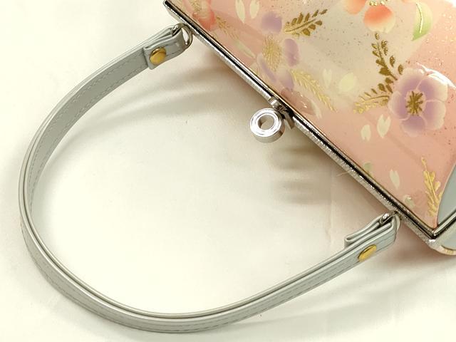 平和屋着物●和装小物 和装バッグ ハンドバッグ 草花文 金彩 エナメル 振袖 逸品 未使用 CAAQ8086ju
