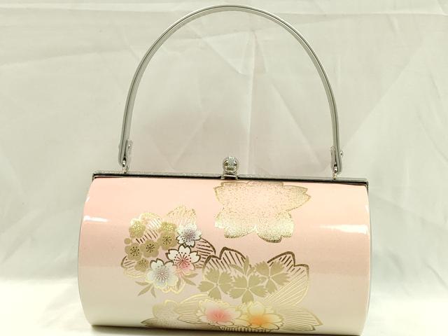 平和屋着物●和装小物 和装バッグ ハンドバッグ 梅桜舞花文 金彩 振袖 逸品 未使用 CAAQ8088ju