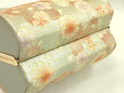 平和屋着物●和装小物 和装バッグ ハンドバッグ 格子舞花文 金彩 ラメ糸 逸品 CAAQ8091ju