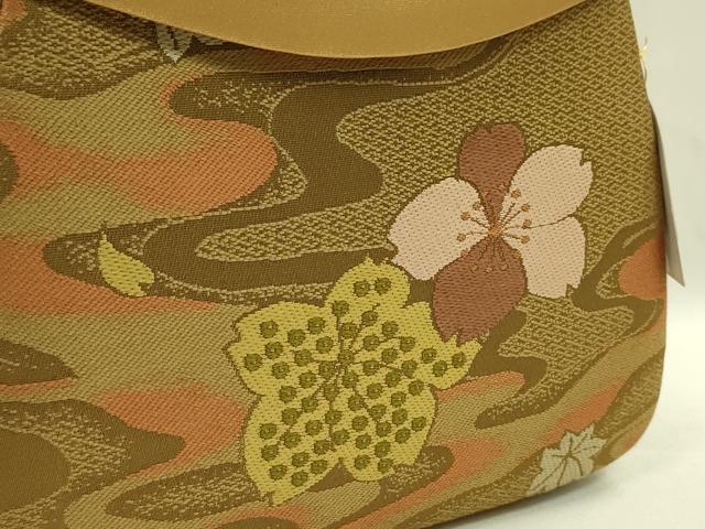 平和屋着物●和装小物 和装バッグ ハンドバッグ 唐織 流水花文 逸品 未使用 CAAQ8096ju