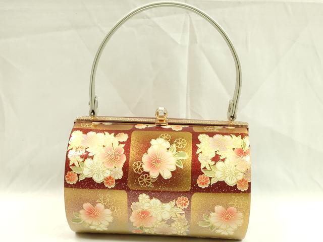 平和屋着物●和装小物 和装バッグ ハンドバッグ 草花文 金彩 振袖 逸品 CAAQ8097ju