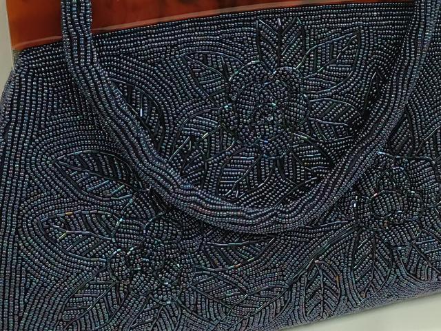 平和屋着物●和装小物　和装バッグ　ビーズバッグ　総ビーズ　花　逸品　未使用　CAAQ8102ju