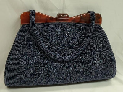 平和屋着物●和装小物　和装バッグ　ビーズバッグ　総ビーズ　花　逸品　未使用　CAAQ8102ju