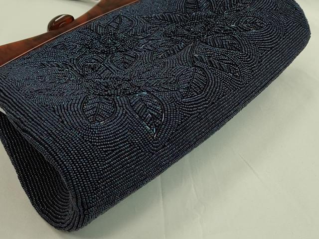 平和屋着物●和装小物　和装バッグ　ビーズバッグ　総ビーズ　花　逸品　未使用　CAAQ8102ju