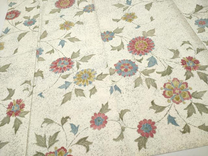 平和屋着物▽上質な紬 単衣 更紗花唐草文 正絹 逸品 CAAQ8941vf