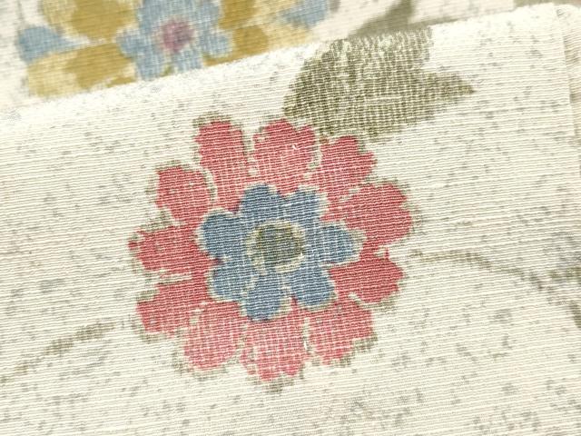 平和屋着物▽上質な紬 単衣 更紗花唐草文 正絹 逸品 CAAQ8941vf