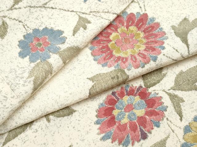 平和屋着物▽上質な紬 単衣 更紗花唐草文 正絹 逸品 CAAQ8941vf