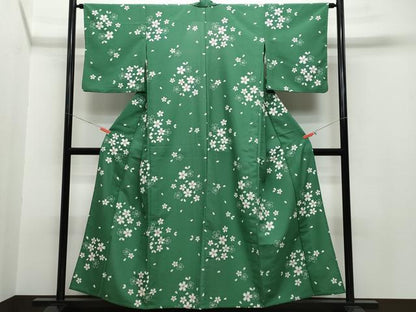 平和屋着物▽小紋　単衣　舞桜　洗える着物　CAAQ9053vf