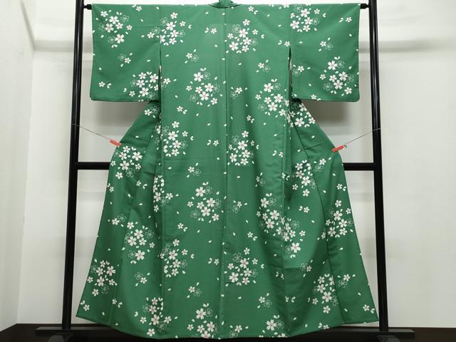 平和屋着物▽小紋　単衣　舞桜　洗える着物　CAAQ9053vf