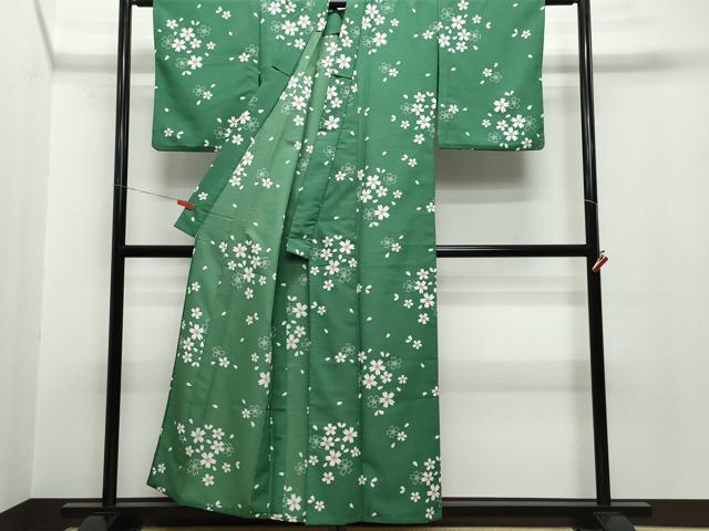 平和屋着物▽小紋　単衣　舞桜　洗える着物　CAAQ9053vf
