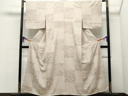 平和屋着物●上質な紬 市松吉祥文 金彩 正絹 逸品 CAAQ9071vf