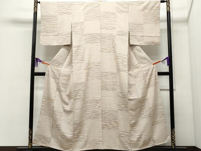平和屋着物●上質な紬 市松吉祥文 金彩 正絹 逸品 CAAQ9071vf