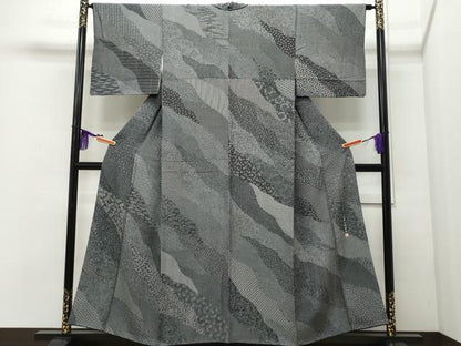 平和屋着物●江戸小紋 作家物 百柄 黒地 正絹 逸品 CAAQ9078vf