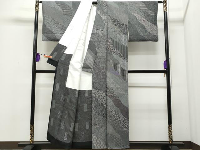 平和屋着物●江戸小紋 作家物 百柄 黒地 正絹 逸品 CAAQ9078vf