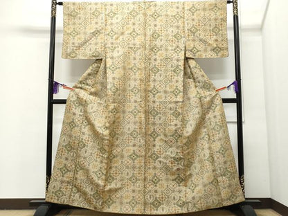 平和屋着物●上質な紬 蜀江吉祥花文 正絹 逸品 CAAQ9080vf