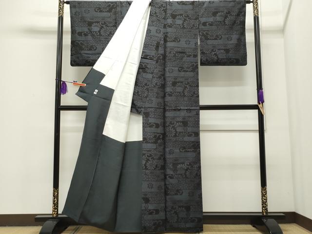 M4806★ 着物淡雪 ★ 正絹　紬織物　亀甲絣　有栖川文様 平和屋着物○結城紬 80亀甲 幾何学文様 正絹 逸品 DAAK0876ud
