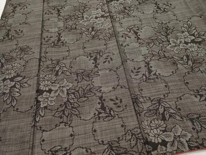 平和屋着物●本場大島紬　9マルキ　泥染め　雪輪草花文　正絹　逸品　CAAQ9104vf