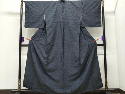 平和屋着物●本場大島紬　7マルキ　麻の葉吉祥文　正絹　逸品　CAAQ9113vf