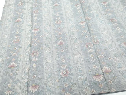 平和屋着物●本場大島紬　白大島　7マルキ　花唐草間道　正絹　逸品　CAAQ9142vf