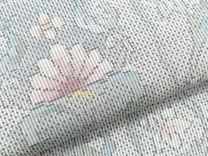 平和屋着物●本場大島紬　白大島　7マルキ　花唐草間道　正絹　逸品　CAAQ9142vf