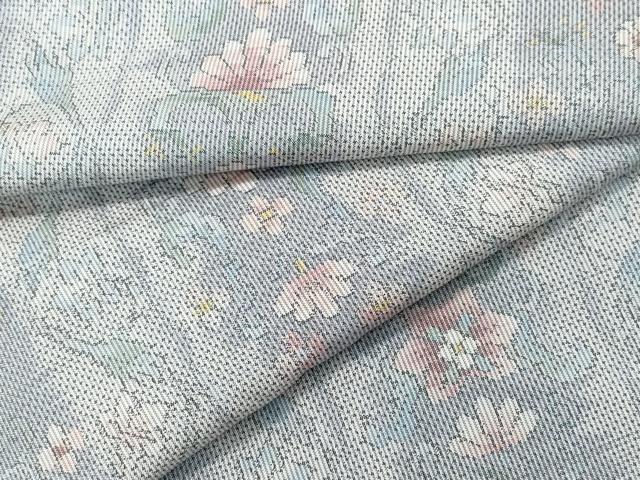平和屋着物●本場大島紬　白大島　7マルキ　花唐草間道　正絹　逸品　CAAQ9142vf