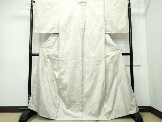 平和屋着物●本場大島紬　白大島　9マルキ　花唐草文　正絹　逸品　CAAQ9149vf