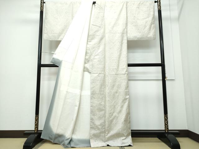 平和屋着物●本場大島紬　白大島　9マルキ　花唐草文　正絹　逸品　CAAQ9149vf