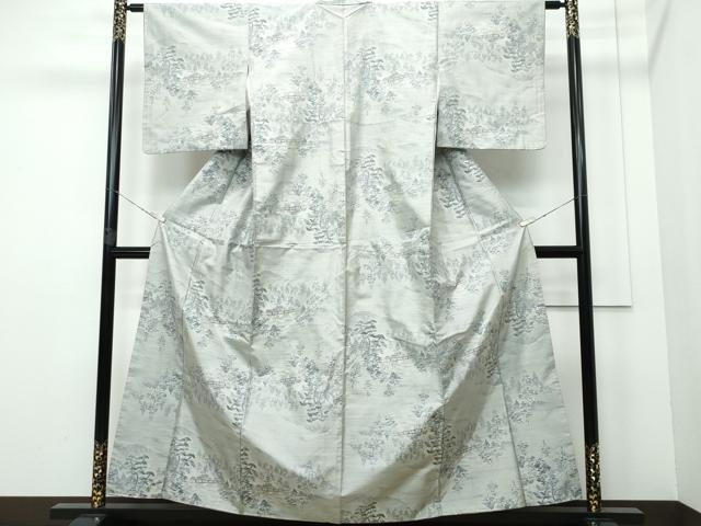 平和屋着物●本場大島紬 白大島 7マルキ 風景草木文 正絹 逸品 CAAQ9153vf