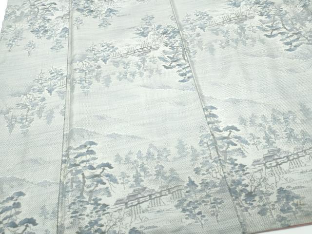 平和屋着物●本場大島紬 白大島 7マルキ 風景草木文 正絹 逸品 CAAQ9153vf