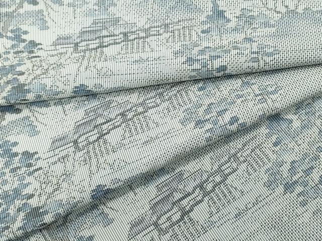 平和屋着物●本場大島紬 白大島 7マルキ 風景草木文 正絹 逸品 CAAQ9153vf