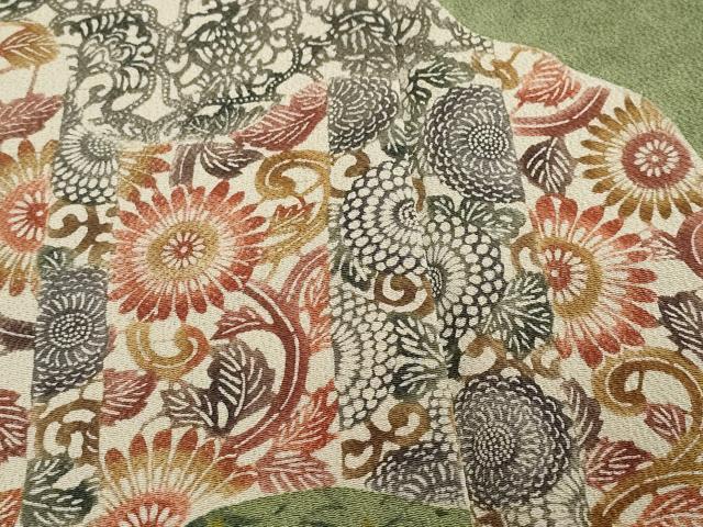 平和屋着物●訪問着 作家物 型染め 都巳二 花唐草文 鬼しぼ縮緬 正絹 逸品 CAAQ9172vf