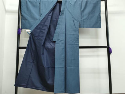平和屋着物●男性 紬 鉄御納戸色 やまと誂製 正絹 逸品 CAAQ9175vf
