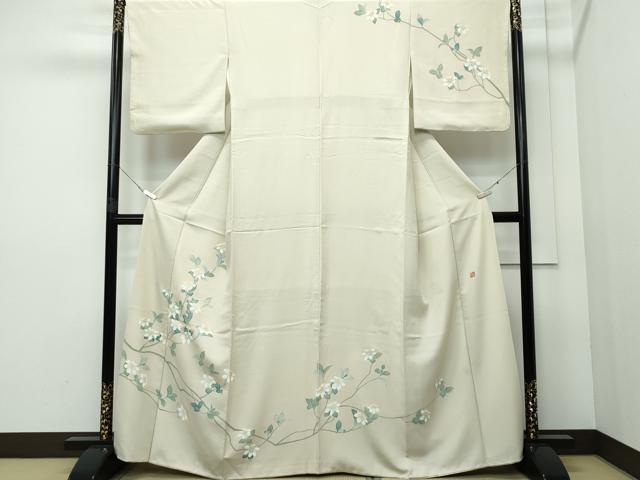 平和屋着物●訪問着　友禅　作家物　枝花文　正絹　逸品　CAAQ9194vf