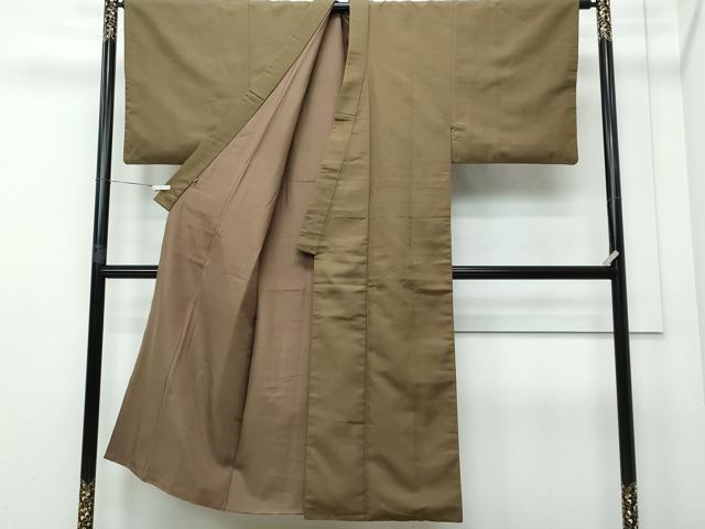 平和屋着物●男性　お召　色無地　朽葉色　高島屋扱い　正絹　逸品　CAAQ9199vf